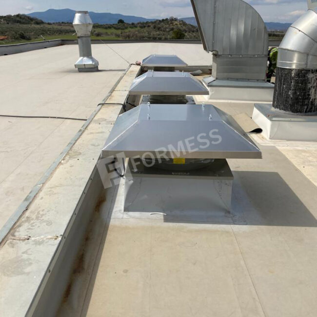 fresh air supply system, roof type fan fresh air, rooftop ventilation supply, industrial fresh air intake, make-up air ventilation, factory fresh air feeding, balanced ventilation system, roof mounted supply fan,